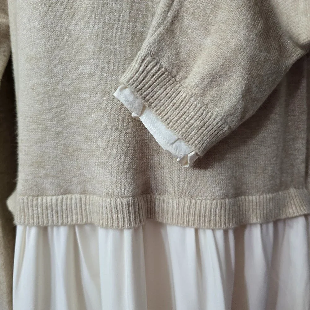 NEW Baltic Born Sophie Sweater Dress L Knit Flowy Lined Natural Ivory Boho Beach - Picture 7 of 11